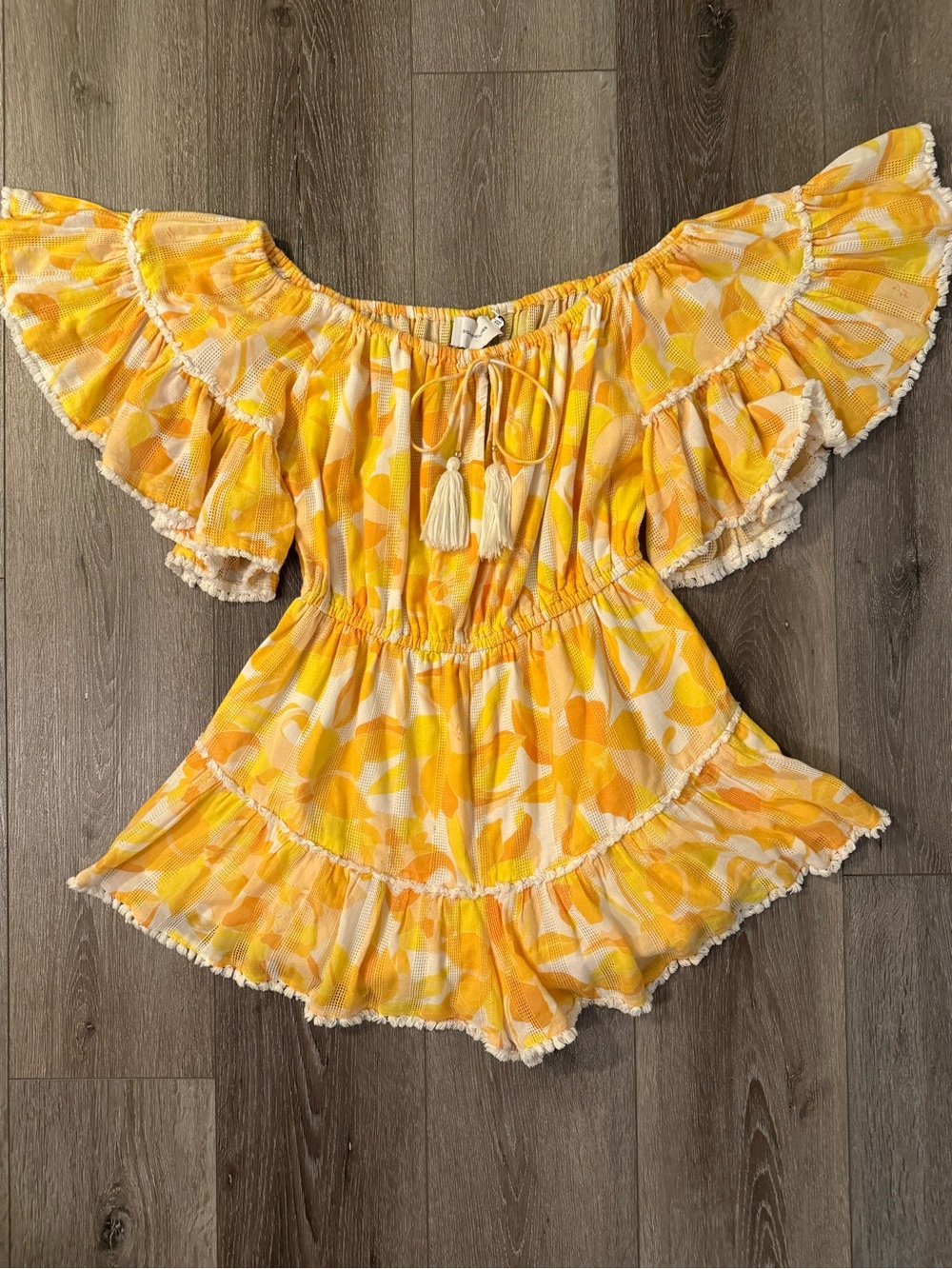 Significant Other Yellow Floral Isla Off the Shoulder Playsuit Romper Size 4